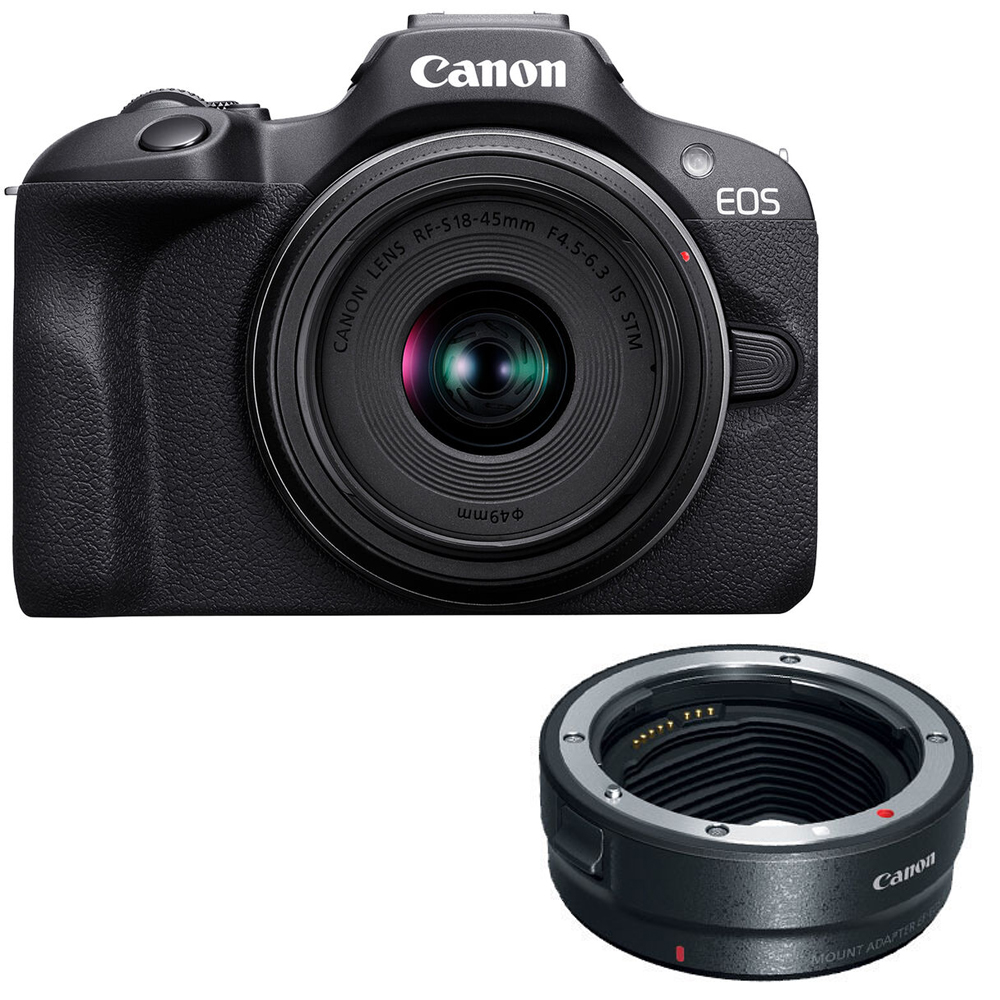Canon EOS R100 18-45 + EF-EOS R mount adapter